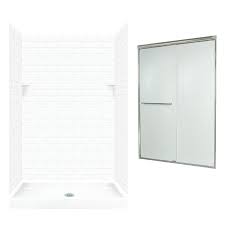 Swan White 5 Piece Alcove Shower Kit Common 32 In X 48 In Actual 32 In X 48 In Lowes Com Alcove Shower Kits Shower Wall Kits Shower Kits