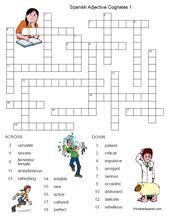 Spanish Adjective Cognates Crossword 1 Free From Printablespanish Com Spanish Adjectives Cognates Adjectives