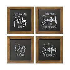 Black and white bathroom wall decor. Stratton Home Decor Set Of 4 Black And White Bathroom Rules Wall Art