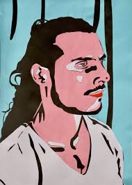 This sketch is of Giuseppe from Monday's Portrait session hosted by Jake  Spicer. I glued craft paper and card to composite a layered image, cutting  the shapes with a scalpel and scissors. @