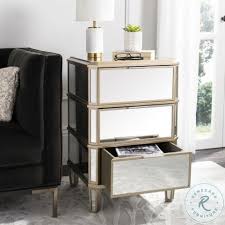 This unique mirrored nightstand or bedside table with three drawers is sure to add sparkle to your bedroom. Giana Mirrored 3 Drawer Nightstand From Safavieh Coleman Furniture