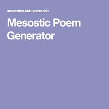 Mesostic Poem Generator Poems Generation Writing