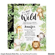 Jungle Animals Baby Shower Invitation Safari Baby Zazzle Com Safari Baby Shower Invitations Animal Baby Shower Invitations Jungle Animal Baby Shower Invitations