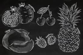 Fruit Chalk Chalk Fruits Drawing Fruit Illustration