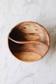 Connected Goods Hand Carved Olive Wood Split Serving Bowl Olive Wood Olive Wood Cross Wood Bowls