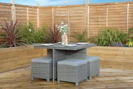 Rattan And Wood Cube Garden Dining Set Garden Dining Set Garden Furniture Sets Garden Chairs