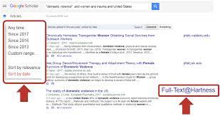 Articles, theses, books, abstracts and court opinions. Using Google Scholar