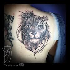 Right Chest Tattoo But Half Lion Half Lioness Tiger Tattoo Lion Tattoo Lioness Tattoo