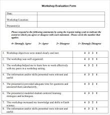 Workshop Evaluation Form Template Evaluation Form Presentation Evaluation Form Employee Evaluation Form