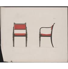 karl friedrich schinkel chair for the drawing room of princess mary schloss glienicke 1835 color lithography c regency chair city planner furniture fabric