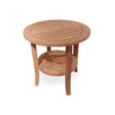 Has a round and smooth textured surface 3. Lloyd Flanders 24 Round Teak Tapered Leg End Table 286424