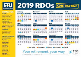 2019 Rdo Calendar For Construction Electrical Trades Union Etu Nsw Branch Facebook