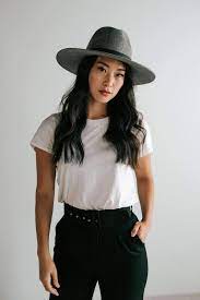 Scottie Wide Brim Fedora Grey In 2021 Outfits With Hats Barista Outfits Grey Hat Outfit