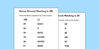 Due to the limitations of the roman number system you can only convert numbers from 1 to 3999. Roman Numerals And Number To 100 Matching Worksheet