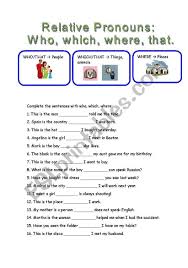 Relative Pronouns Who Which Where Esl Worksheet By Mariajo81 In 2020 Relative Pronouns Relative Clauses Pronoun Worksheets