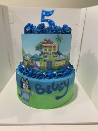 She was originally going to make it but a family emergency meant that she baked the cakes but i decorated it. Abc Kids Bluey Cake Birthday Cake Kids 1st Birthday Party Themes 5th Birthday Cake