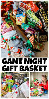 Giving a fun and games gift basket, with an especially suited game included, is a thoughtful and ideal gift. Game Night Gift Basket With Printable A Dash Of Sanity