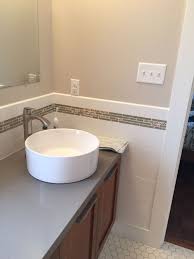 Tile From Daltile And Grey Expo Countertop From Siltstone 3 4 Silestone With 1 5 Laminated E Home Depot Bathroom Small Bathroom Remodel Bathroom Countertops