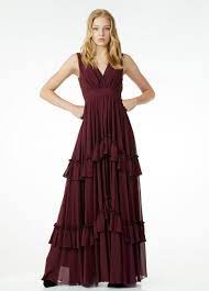 Vestiti lunghi bordeaux smanicato vestiti lunghi di poliestere vestiti lunghi eleganti monocolore con spacco pizzo a girocollo. Abiti Lunghi Da Cerimonia Liu Jo Inverno 2018 2019