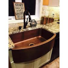 Sinkology Ernst All In One Farmhouse Apron Copper 33 In Single Bowl Kitchen Sink With Pfister Bronze Faucet And Strainer Drain Sk304 33 Gt529 The Home Depot Copper Farmhouse Sinks Farmhouse Sink Kitchen Farmhouse Copper
