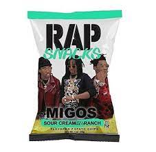 Rap Snacks Migos Sour Cream With A Dab Of Ranch 2 75oz Bag Rap Snacks Snacks Sour Cream