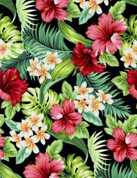 Bright Tropical Floral Fabric Hawaiian Floral Fabric Etsyshops Tropical Tissu Stoff Tropical Art Flower Phone Wallpaper Tropical Wallpaper