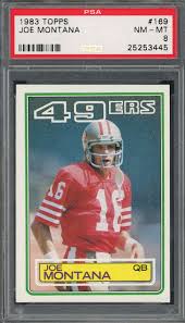 Maybe you would like to learn more about one of these? Joe Montana 1983 Topps Football Card 169 Graded Psa 8