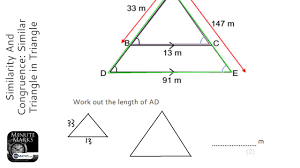 This means that we can obtain one figure from the other through a process of expansion or contraction, possibly followed by translation, rotation or reflection. Similarity And Congruence Similar Triangle In Triangle Find Larger Grade 5 Maths Revision Youtube