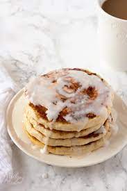 Vickys cinnamon roll pancakes, gf df ef sf nf. Cinnamon Roll Pancakes With Cream Cheese Glaze