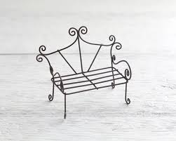 Fairy Garden Bench Miniature Rustic Metal Wire Furniture Smile Mercantile Craft Co Minigardens Feenmobel Fee Gartenmobel Gartenbank