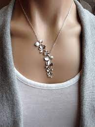 Silver Orchid Cascade Necklace Gift Wedding Sterling Silver Bridesmaid Bridal Mother S Day Daughter Romantic Botanical Cascade Necklace Gift Necklace Necklace