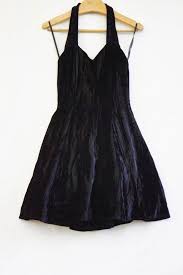 Vintage 80s 90s Black Velvet Prom Dress Skater Dress Halter Dress Cocktail Dress Goth Red Evening Gowns Women S Evening Dresses Velvet Skater Dress