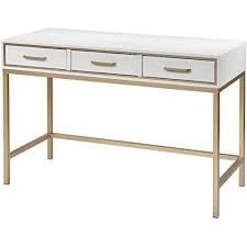 Glam white lacquer gold base desk wood desk top with grey lacquer finish gold loop drawer pulls. Sterling Home Sands Point White And Gold Desk Sterling Home Https Www Amazon Com Dp B07rxlvdxd Ref Cm Sw R Pi A Desk With Drawers Slimline Desks Dimond Home