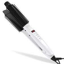 Huachi Hair Straightener 3 In 1 Ceramic Curling Iron Brush Flat Iron Hot Brush With Led Displ Ceramic Hair Straightener Flat Iron Hair Styles Round Hair Brush
