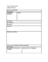 Primary Math Workshop Lesson Plan For Mini Lesson Optional 10 Minutes Highlighte Math Lesson Plans Template Math Lesson Plans Writers Workshop Lesson Plans