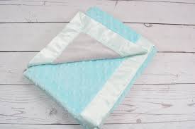 Satin Trim Baby Blanket Gray And Aqua Seafoam Green Baby Etsy Personalised Blankets Green Baby Blanket Etsy Baby