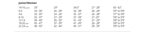 costume size chart kmart