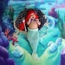 Princess Ariel Inspired Mermaid Costume Princess Ariel Mermaid Etsy Newborn Photo Props Baby Girl Halloween Costumes Baby Mermaid