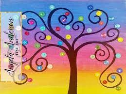 The link will be in the description below. Rainbow Button Tree Acrylic Painting Tutorial Live Summer Art Camp For Kids Day 2 Youtube