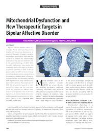 Grief, physical or emotional abuse and neglect), physical illness, lack of sleep and misuse of alcohol, drugs and medications may also symptoms of bipolar disorder. Pdf Mitochondrial Dysfunction And New Therapeutic Targets In Bipolar Affective Disorder Jozef Dragasek And Iveta Fizikova Academia Edu