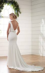 Boat Neck Wedding Dress With Cap Sleeves V Back Essense Of Australia Wedding Dresses Boat Neck Wedding Dress Wedding Dress Belt