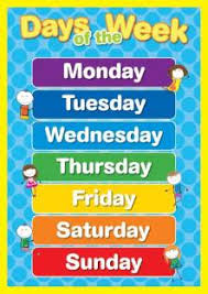 You can easily help them to learn about the days of the week by incorporating calendar time into your daily routine. Kids Early Learning Posters For Classroom Days Of The Week Chart Paper Print Educational Posters In India Buy Art Film Design Movie Music Nature And Educational Paintings Wallpapers At Flipkart Com
