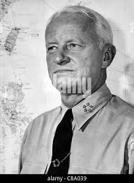 Fleet Admiral Chester Nimitz, Commander in Chief of the U.S. Pacific Fleet  and Pacific Ocean areas repaid a visit made by Vice Admiral Sir Bernard  Rawlings, Commander of a British task force