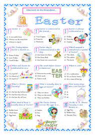 Challenge them to a trivia party! Easter Quiz English Esl Worksheets For Distance Learning And Physical Classrooms