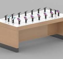 Phone Display Table with Built-In Security for Retail