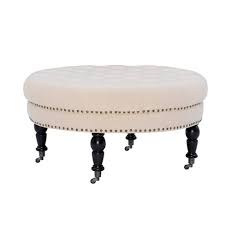Isabelle Round Tufted Ottoman Linon Target