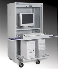 Computer desk with locking file cabinet home furniture decoration via gallifreywho.com. Locking Computer Storage Cabinet All Steel Tambour Door Mobile And Security Unit