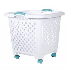 The capacity of sterilite 12458012 is 53 liters. Home Logic 1 7 Bushel Rolling Laundry Basket White Walmart Com Walmart Com