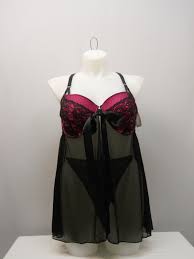 Secret Treasures Women S Babydoll Set Size 3x 42dd 44d Black Pink Underwire Bra