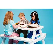 Kidnic Children S Picnic Table White Walmart Com Kids Picnic Table Picnic Table Small Playroom
